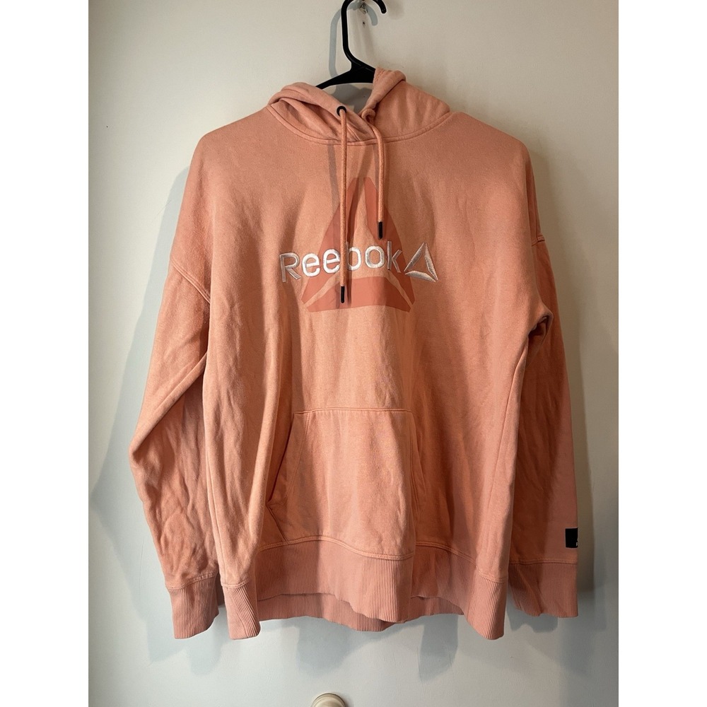 Reebok Embroidered Drawstring Hoodie Women's Sm Pink Casual Sportswear